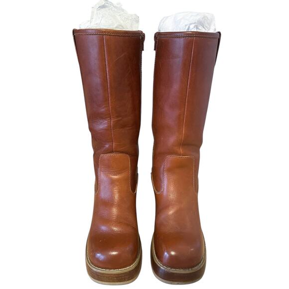 RARE Vintage Frye Dorian Brown Leather Platform Y2K Boots Size 8 - Picture 3 of 11